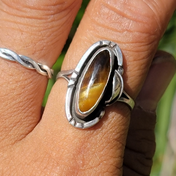 Artisan 925 sterling silver tiger's eye handcrafted ring size 6.5 - Picture 3 of 17